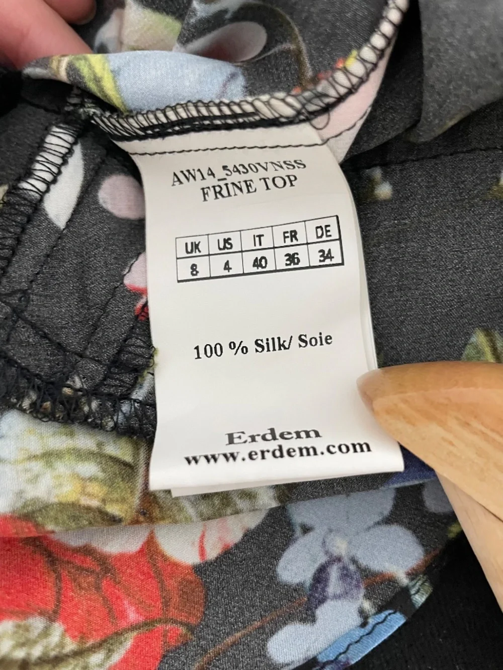 ERDEM Frine Black Floral Sleeveless Silk Top (US 4 / UK 8) - Picture 5 of 6